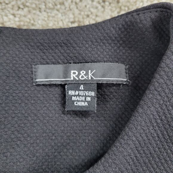 R&K Dress Womens 4 White Black Red Color Block Stripes Short Cap Sleeve Office - Picture 2 of 12